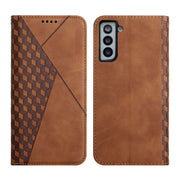 For Samsung Galaxy S21+ 5G Diamond Pattern Splicing Skin Feel Magnetic Horizontal Flip Leather Case