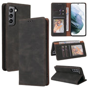 For Samsung Galaxy S21+ 5G Simple Suction Closure Horizontal Flip Leather Case with Holder