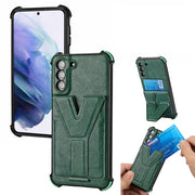 For Samsung Galaxy S21+ 5G Y Style Multifunction Card Stand Back Cover PU + TPU + PC Magnetic