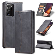 For Samsung Galaxy Note20 Skin-feel Calfskin Texture Magnetic Dual-Fold Horizontal Flip Leather