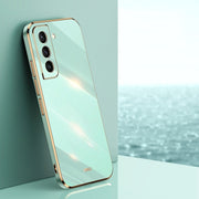 For Samsung Galaxy S21+ 5G XINLI Straight 6D Plating Gold Edge TPU Shockproof