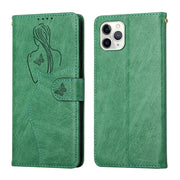 For iPhone 11 Beauty Girl Embossing Pattern Horizontal Flip Leather Case with Holder Card