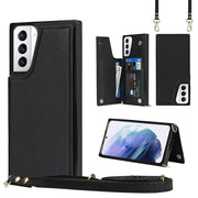 For Samsung Galaxy S21+ 5G Cross-body Square Double Buckle Flip Card Bag TPU+PU Case with Card
