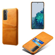 For Samsung Galaxy S21+ 5G Calf Texture PC + PU Leather Back Cover Shockproof Case with Dual Card