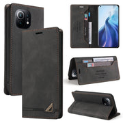 For Xiaomi Mi 11 Skin Feel Anti-theft Brush Horizontal Flip Leather Case with Holder Card