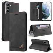 For Samsung Galaxy S21+ 5G Skin Feel Anti-theft Brush Horizontal Flip Leather Case with Holder