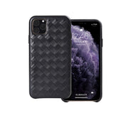 For iPhone 11 Woven Texture Sheepskin Leather Back Cover Semi-wrapped Shockproof Case