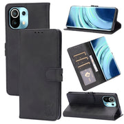 For Xiaomi Mi 11 Embossed Happy Cat Pattern Horizontal Flip Leather Case with Holder Card