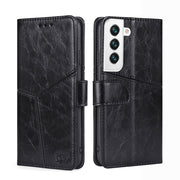 For Samsung Galaxy S22 5G Geometric Stitching Horizontal Flip Leather Case with Holder Card