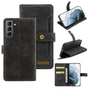 For Samsung Galaxy S21+ 5G Copper Buckle Horizontal Flip Leather Phone Case with Holder Card