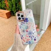 For iPhone 11 Precision Hole Dual-side Laminating IMD Plating Flowers Pattern TPU Phone Case
