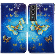 For Samsung Galaxy S22 5G Painted Pattern Horizontal Flip Phone Leather Case with Holder Card