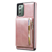 For Samsung Galaxy Note 20 Zipper Wallet Bag PU Back Cover Shockproof Phone Case with Holder