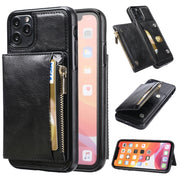 For iPhone 11 Zipper Wallet Bag PU Back Cover Shockrpoof Phone Case with Holder Card Slots