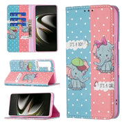 For Samsung Galaxy S22 5G Colored Drawing Pattern Invisible Magnetic Horizontal Flip Phone Leather