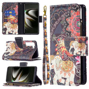 For Samsung Galaxy S22 5G Colored Drawing Pattern Zipper Horizontal Flip Phone Leather Case with