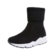 Women Winter knitted Socks Ankle Boots Woman Shoes Women's Plush Platform Female Two Wear Boots