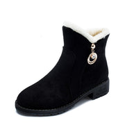 Women Snow boots warm plush women winter boots square heels ankle boots women shoes zipper women