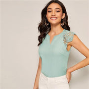 Green Pink White Summer V Neck Solid Raglan Sleeve Casual Womens Tops And Blouses-Women Clothing-Come4Buy eShop