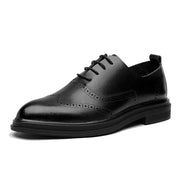 Men Brogue Dress Shoes Lace-up Breathable Casual Business Leather Shoes British Elegant
