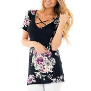 Summer Casual Tops Tshirt Plus Size T-shirts For Women 3XL 4XL 5XL Floral Print Short Sleeve White T Shirt Women-Women Clothing-Come4Buy eShop