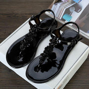 Women sandals summer women flat sandals flower decor women beach Jelly shoes Non-slip flip flops holiday beach slippers