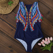 Print One Piece Swimsuit Halter Push Up Swimwear Women Vintage Retro Bathing Suits Beach Wear Cut Backless Monokini XXL-Women Clothing-Come4Buy eShop
