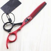 Professional Japan 440c 6 '' Red Hair Cutting Scissors Haircut Thinning Barber mark