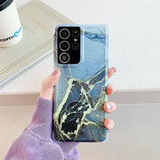 For Samsung Galaxy Note20 Four Corners Anti-Shattering Flow Gold Marble IMD Phone Back Cover Case