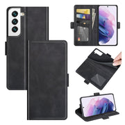 For Samsung Galaxy S22 5G Dual-side Magnetic Buckle Horizontal Flip Leather Case with Holder