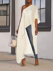 Summer Tunic Women Sexy Off One Shoulder Party Shirts