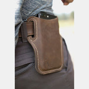 Handmade Genuine Leather Phone Case Pouch Waist Belt Bag For Men