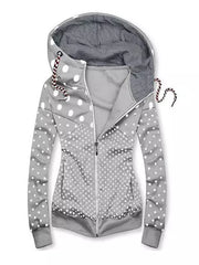 Polka Dot Hoodies Coat Women Sweatshirt Clothes