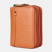 Men Genuine Leather Large Capacity RFID Lychee Pattern Organ Shape Multi-slot Card Holder Wallet