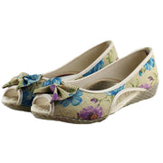 Vintage Women Flats Summer New Soft Canvas Embroidery Shoes Casual Slip On Bow Dance Flat Sandals