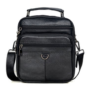 Black Cowhide Leather Messenger Bags Men iPad Business Bag