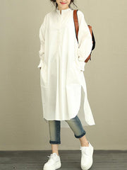 Black Dress Shirt Women Casual Loose Solid Button Long Sleeve