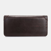 Men Retro Long Bifold Genuine Leather Wallet Casual 12 Card Slot Card Holder Money Clip Clutch Bag