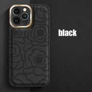 Case for iPhone 14 Camellia Pattern Embossed Protective Cover