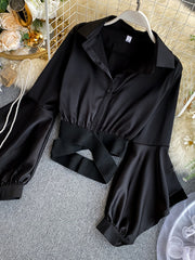 Casual White Long Sleeve Turn-Down Collar Shirt