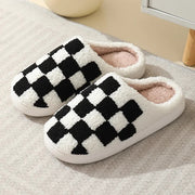 Check Pattern Indoor Warm Plush Slippers