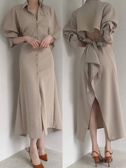 Elegant Casual Split High Waist Ladies Dresses