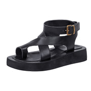 Summer Clip Toe Sandals Ladies Roman Women Shoes Leather Sandals