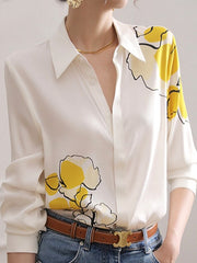 Elegant Satin Blouse Women Fashion Long Sleeve Loose Shirt
