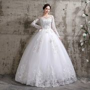 Stylish Sexy V Neck Open Back Lace long Sleeve Wedding Dresses