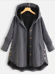 Hooded Jacket Coats For Women Winter Button Pocket Coat