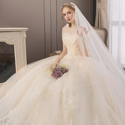 Champagne Color Sexy Off Shoulder Princess Wedding Dress