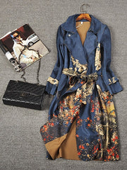 Suede Long-sleeved Trench Coat