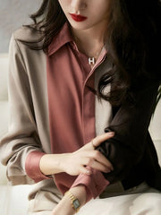 Office Lady Casual Commuter Lapel Long Sleeve