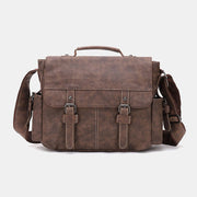 Men PU Leather Flap-Over Large Capacity Crossbody Bags Casual Fashion Multi-pocket Messenger Bag Handbag Shoulder Bag